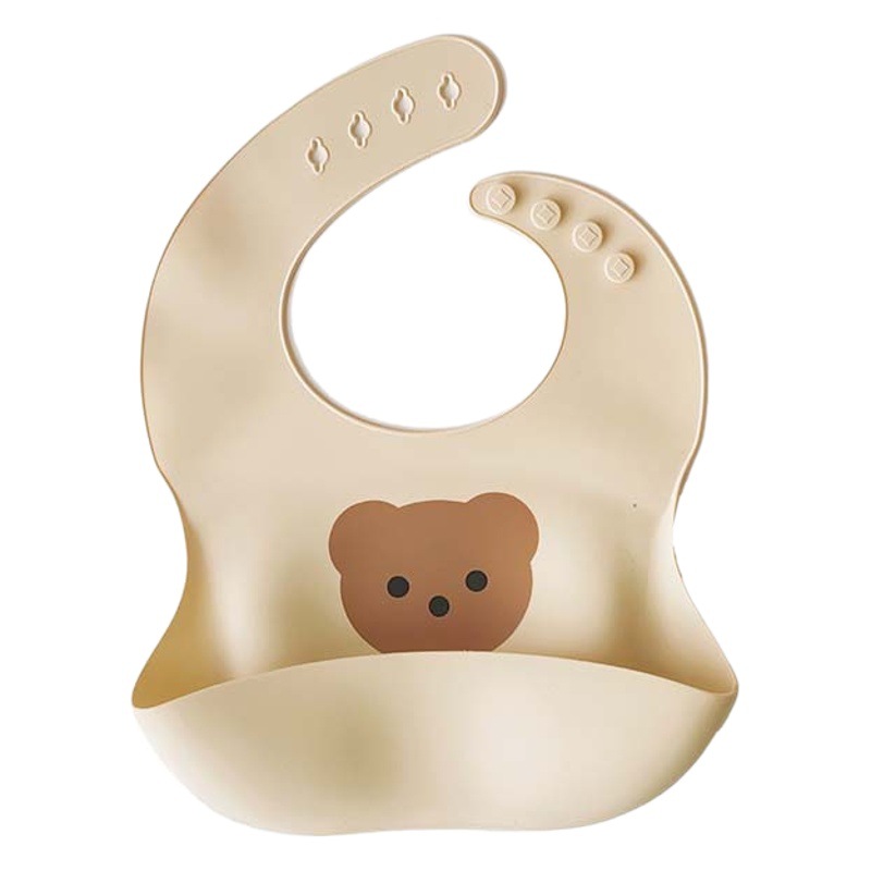 Amazon bebé y bebé suministros al por mayor oso babero de silicona babero de comida impermeable bebé niños comiendo babero