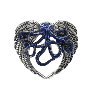 Vintage Distressed Octopus Wing Brooch Cthulhu Style Enamel Enamel Alloy Badge Personalized Punk Accessory Pin (Yaxa sancaqları) - dw0985-blue