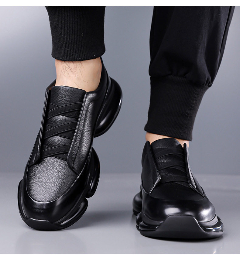 Giày thể thao nam cổ cao dáng sneaker buộc dây, đế bằng chống trơn trượt, thoáng khí — Màu đen, màu xanh chi tiết 15