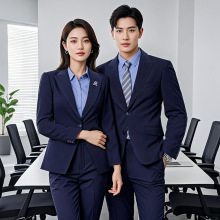 藏青色西装套装男商务正装西服外套酒店经理职业装4S店销售工作服