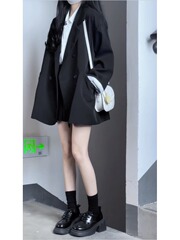 高级感黑色西装外套女2025年秋新款气质休闲宽松小个子西服上衣