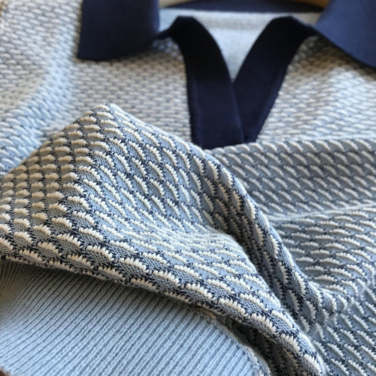 The * list, 2K on the cabinet!!! Chanel Style Superfine Cotton Fish Scale Polo Collar Jacquard Short Sleeve Sweater for Women