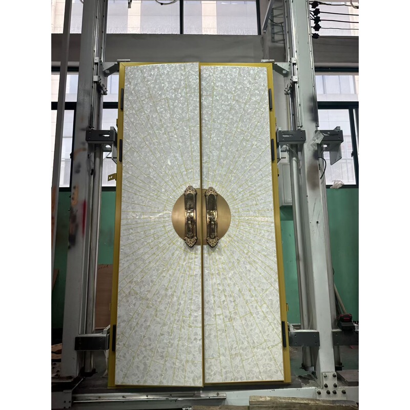 Factory Direct Supply of White Pearl Shell Doors, Entrance Doors for Luxury Homes and Villas, High-End Cast Aluminum Doors, Mother-Of-Pearl Doors, Double Doors