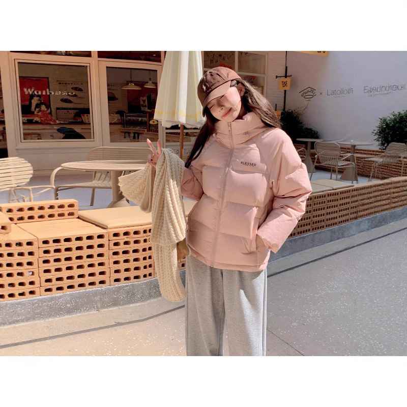 2025新款冬季韩版短款羽绒服女连帽小个子宽松加厚面包服冬外套潮|undefined