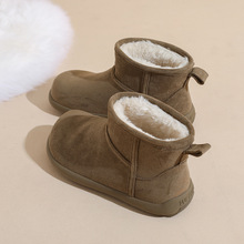 勃肯短靴女2025新款冬季女鞋加绒加厚雪地靴女款复古防滑面包棉鞋