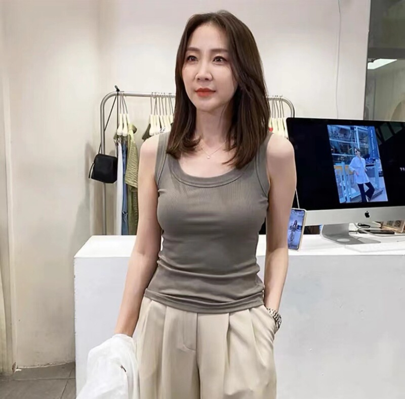 widelia Anti-running Light Collapses Vest Thirteen Lines Wife Candy-colored Widened Threaded Suspenders Base Shirt