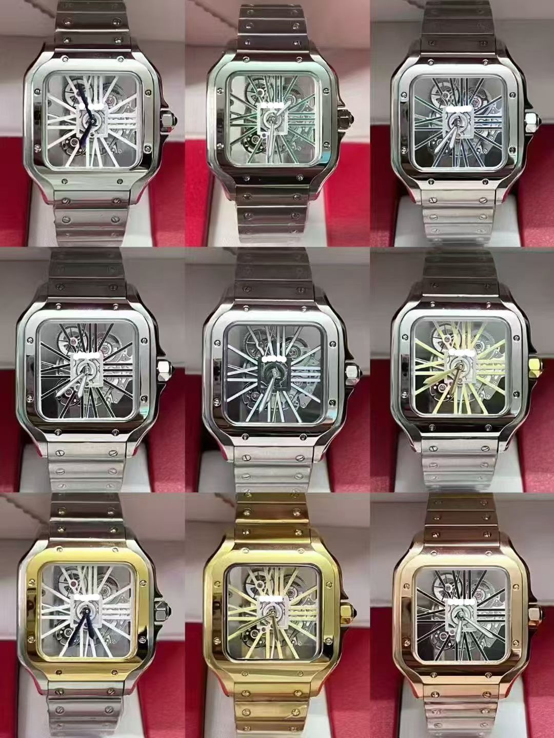 Fábrica transfronteriza af kajiashan dushi relojes de pareja mecánicos totalmente automáticos relojes de acero fino aguja azul a la parrilla comercio exterior al por mayor