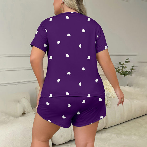 temu for cross-border summer T-shirt shorts plus plus size women's pajamas plus size home clothes suit