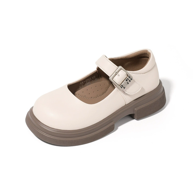 Маленькие кожаные туфли Мэри Джейн для девочек, новые весенние туфли для маленьких девочек, толстая подошва, универсальные белые туфли во французском стиле, дропшиппинг