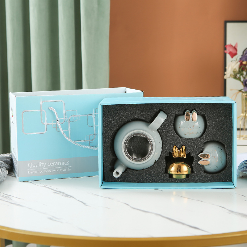 Lindo flor tetera traje de mano de cerámica regalo se puede utilizar como logotipo una olla cuatro tazas tarde juego de té regalo