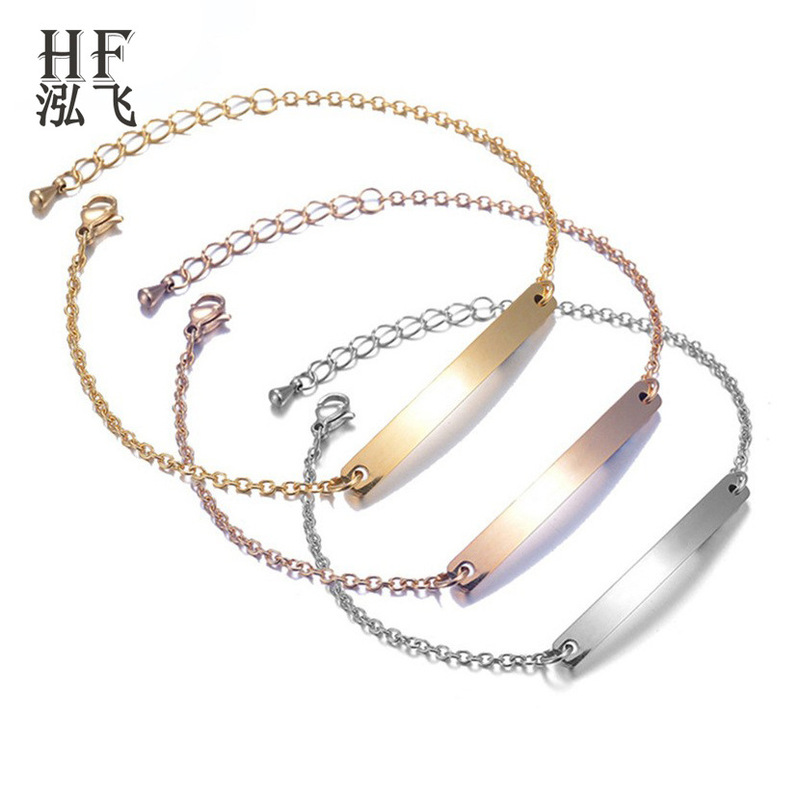 Cross-border e-commerce explosions titanium steel non-fading bracelet female couple diy name stainless steel bracelet jewelry wholesale Cross-border e-commerce explosions titanium steel non-fading bracelet female couple diy name stainless steel bracelet jewelry wholesale