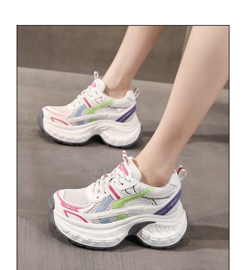 Giày sneaker nữ đế dày phong cách daddy mesh lưới thoáng khí — xanh lam chi tiết 11