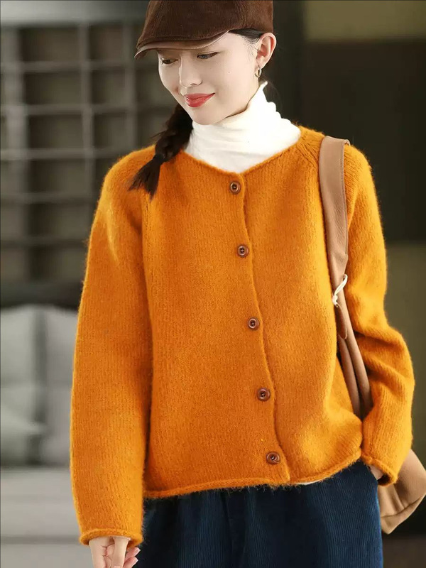圆领针织开衫 2025秋季新款 保暖长袖毛衣外套女时尚圆领上衣2622|undefined