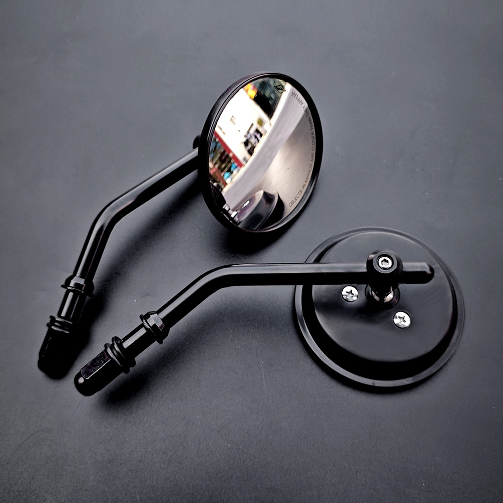 Suitable for Harley motorcycles, these rearview mirrors are designed for modification, featuring a unique small round shape and a universal convex reflective surface