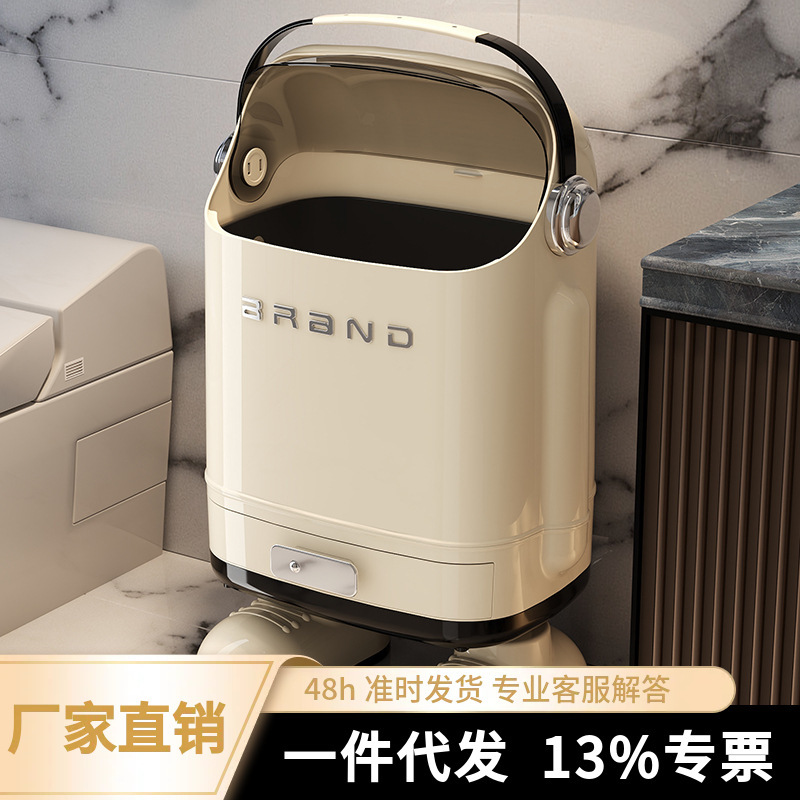 High-Capacity, Stylish, Large Kitchen Trash Can with Lid, Movable, with Wheels, No Need to Bend over to Use