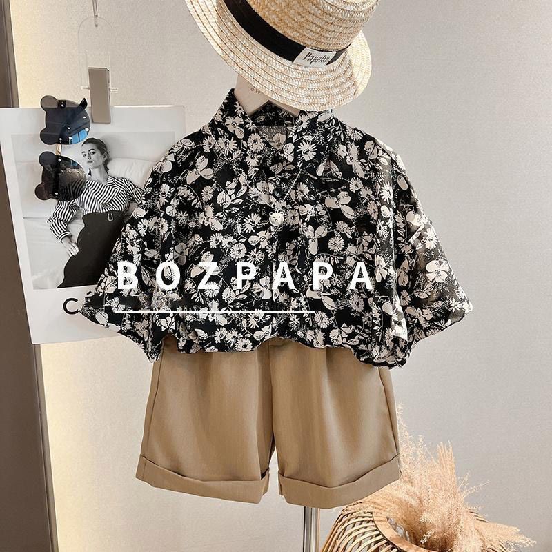 블랙 플로럴 셔츠