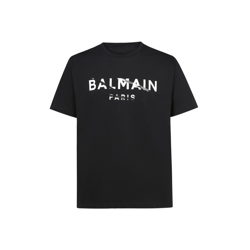 BALMAIN Balmain Unisex 23 Spring/Summer Classic Letter Printed LOGO Cotton Round Neck Short Sleeve T-Shirt