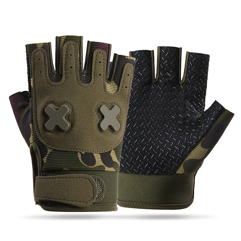 Guantes para niños, medio dedo, niños y niñas, primavera y verano, montañismo, protección de ciclismo al aire libre, guantes antideslizantes, resistentes al desgaste y transpirables para trepar