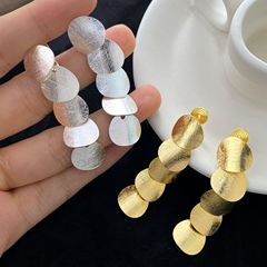 小众设计欧美高级感独特个性几何不规则圆片流苏耳夹轻奢气质耳钉