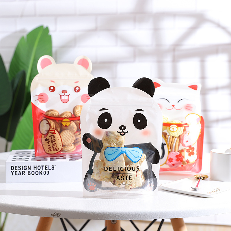 卡通异型袋动物自封袋糖果蔓越莓牛轧糖饼干雪花酥烘焙食品包装袋