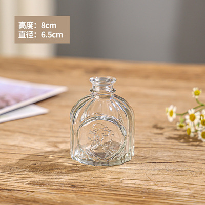 Retro repujado mini florero transparente hidropónico flor arreglo florero de cristal salón aromaterapia botella adornos Decoración