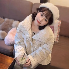 韩系设计波点棉服女保暖冬季甜美新款加厚宽松棉袄短款外套面包服