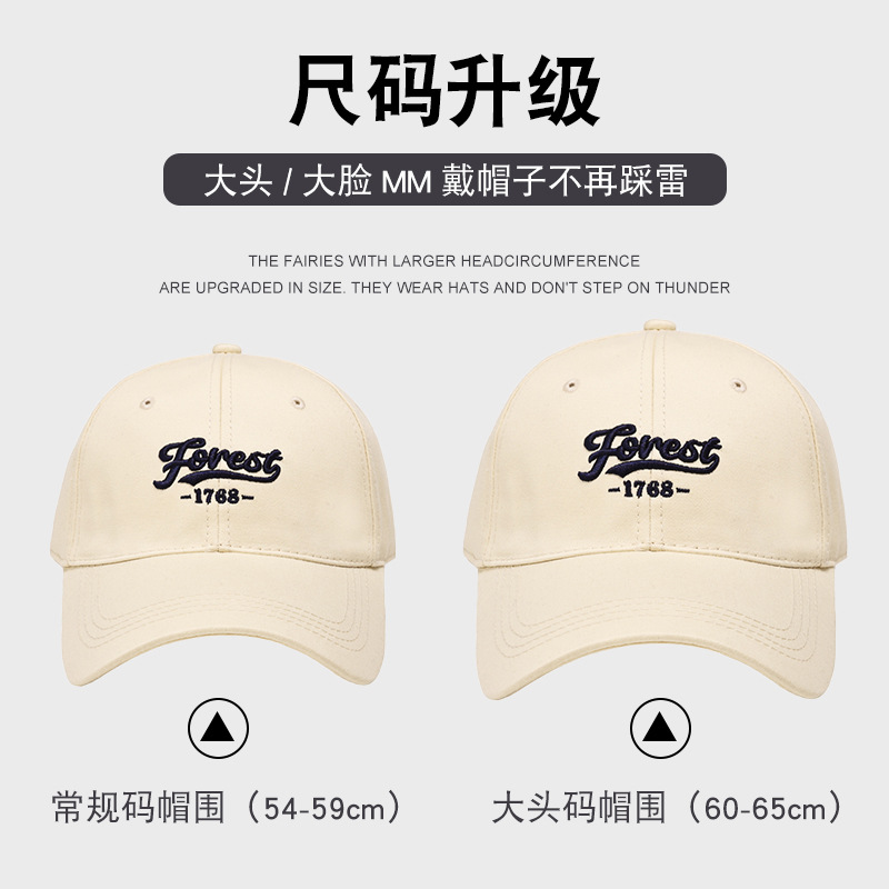 Gran gorra de béisbol bordada coreana para mujeres, cara redonda adecuada beige versátil, bordado amplio para mostrar la cara, gorra de lengua de pato