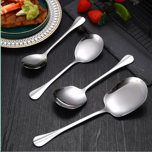 Hotel stainless steel serving spoon hotel service spoon canteen household long handle large public spoon table spoon tableware
