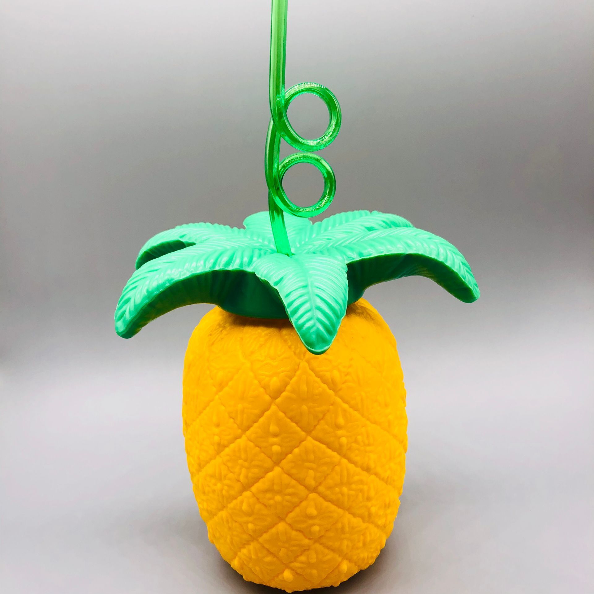 INS dibujos animados para niños piña vaso de plástico sandía limón verano paja agua Taza útil agua Taza