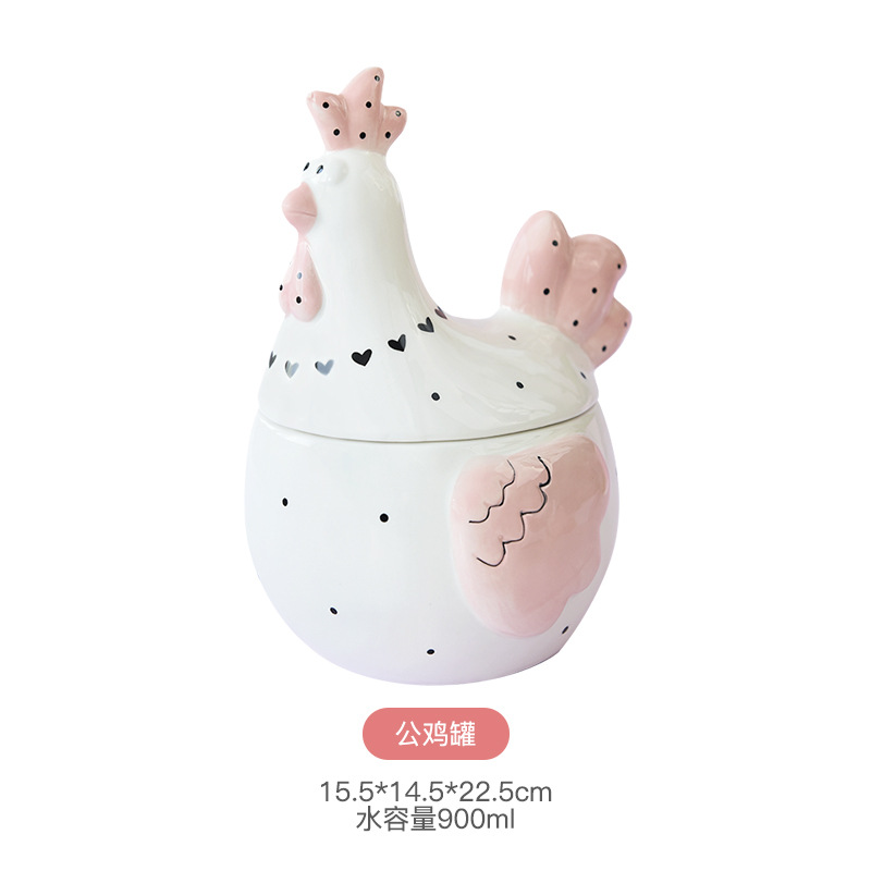 De estilo americano de Pascua vajilla plato de mantequilla plato creativo alivio pollo almacenamiento JAR tetera sellado frasco