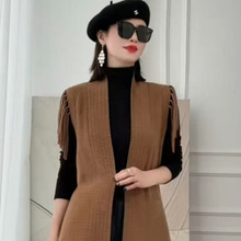 马甲女士2025春秋新款v领开衫纯色无袖背心宽松百搭女式针织衫织