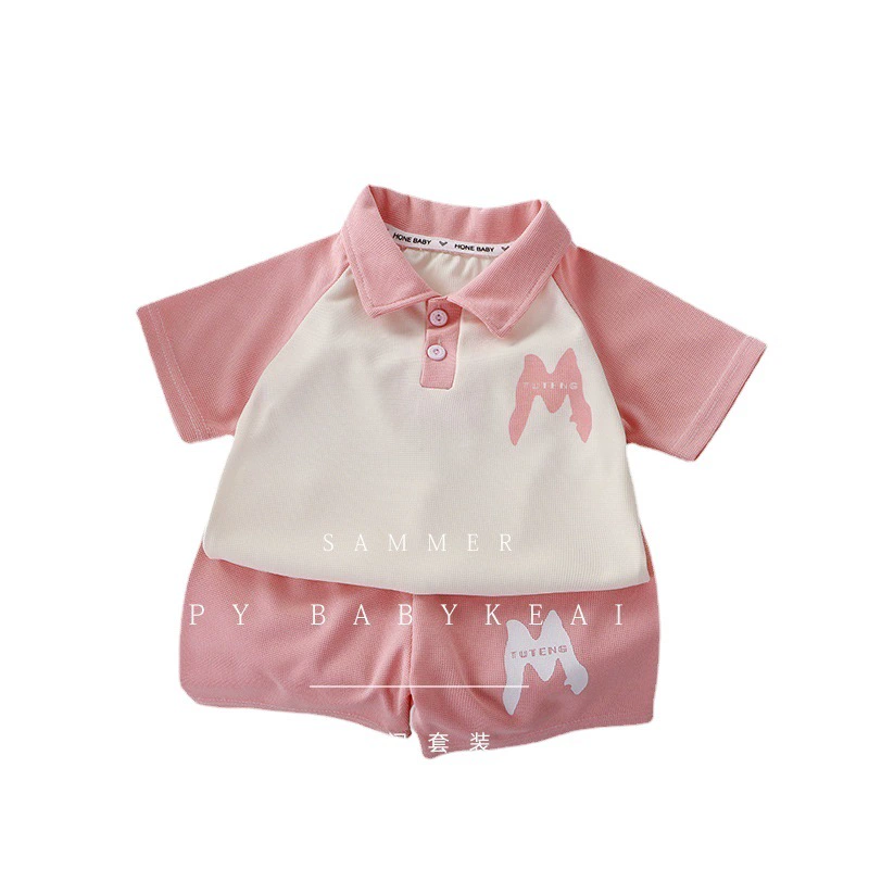 Детский костюм-поло, новый летний спортивный чехол с цветными блоками в Корейском стиле с короткими рукавами и лацканами для мальчиков и девочек