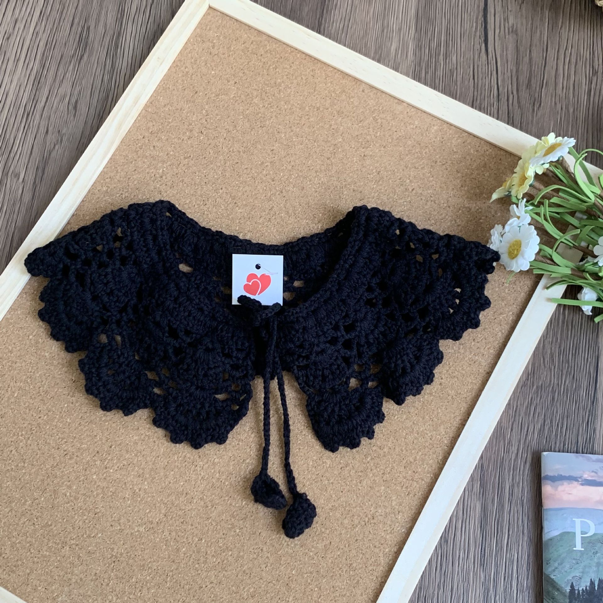 Cuello falso cuello niños bordado camisa de encaje hueco decoración pequeña fresca lazo muñeca cuello flor chal protector solar