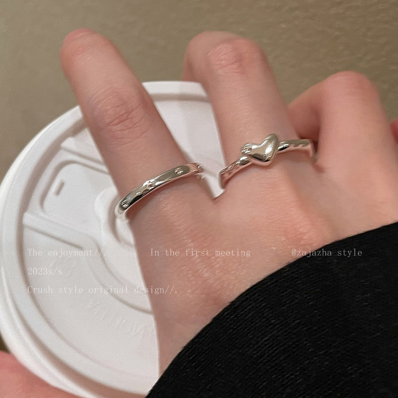 Heart-shaped Zircon Adjustable Ring For Women Minimalist Design_voghion.com