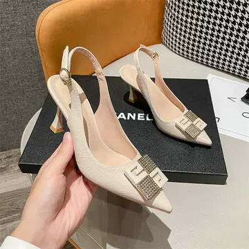 Black High Heels Women's Stiletto Heel 2024 New Pointed Toe Sandals Women's Skirt French Mary Jane Shoes