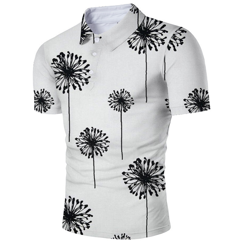 Men's Clothing casual popular printed polo shirt lapel short-sleeved zipper T-shirt _vogarts.com