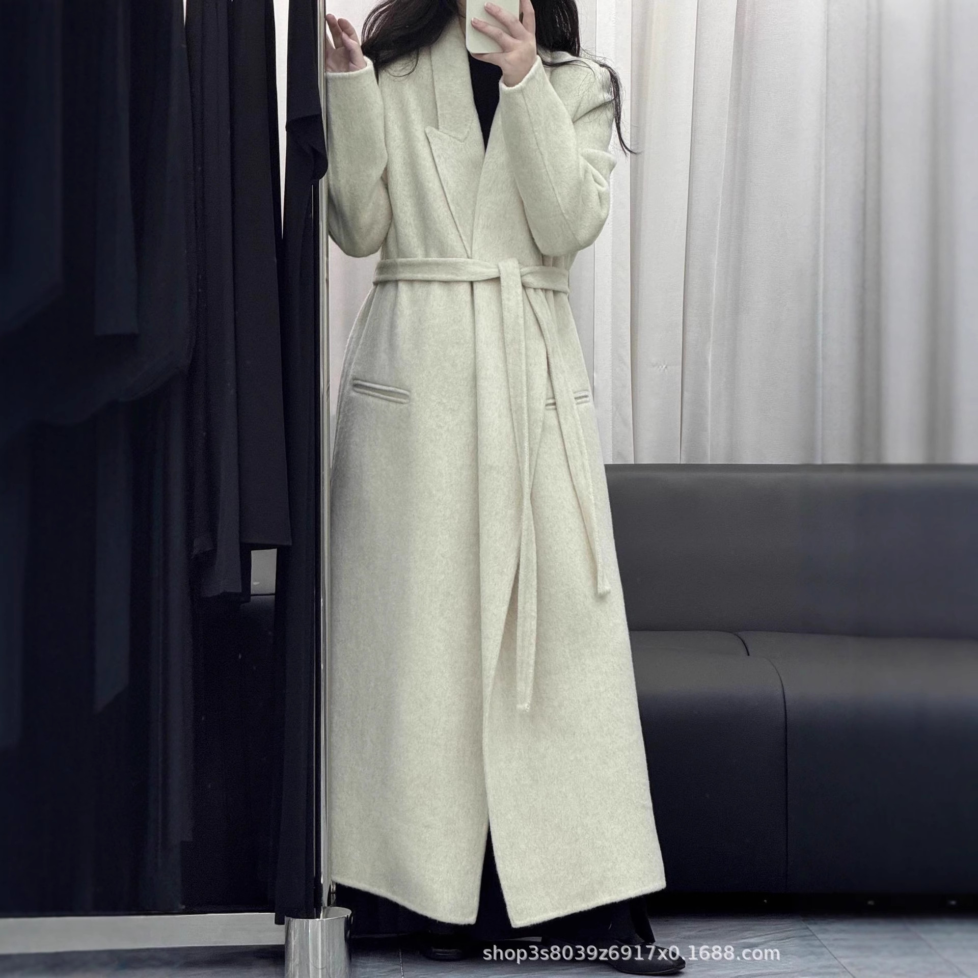 Autumn and Winter New High-End Korean Style Small Long Wool Outwear Women's Double-Sided Cashmere Woolen Outwear