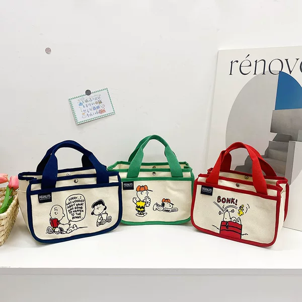 Women's Bag Cute Cartoon Lunch Bag Women's Canvas Bag Large Capacity Multifunctional Tote Bag Handbag Fashion Mummy Bag