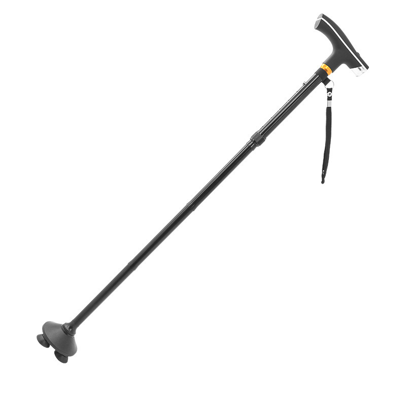 Bastón plegable transfronterizo para los ancianos en stock bastón telescópico con aleación de aluminio ligero bastón auxiliar al aire libre ligero bastón de cuatro patas antideslizante