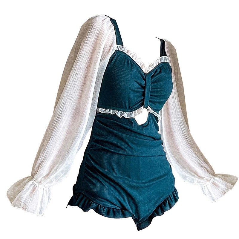 Traje de baño de una sola pieza de manga larga para mujer Nuevo adelgazamiento de la cubierta del vientre conservador Sexy Slim invierno traje de baño de vacaciones de primavera caliente al por mayor