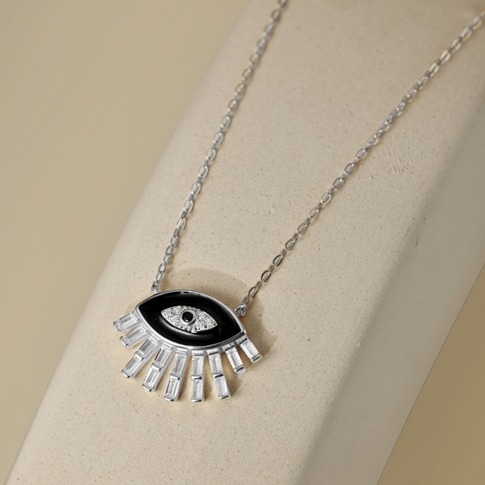 7g Weight 925 Sterling Silver Pendant Material Zircon Inlay Material Pendant Necklace Classification 925 sterling silver Chain Material cable chain Chain Type 1 Piece Quantity Daily Occasion 925 Sterling Silver Material Palm, Eye Pattern Women's Gender Hollow Out, Inlay Design Simple Style, IG Style Style 925 Sterling Silver Zircon Cable Chain Hollow Out Inlay Palm Eye Pendant Necklace 50