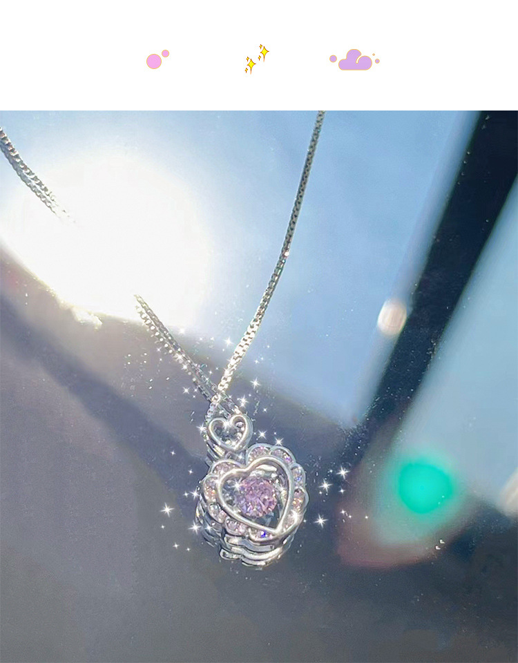 Style Simple Forme De Cœur Le Cuivre Incruster Zircon Pendentif display picture 3