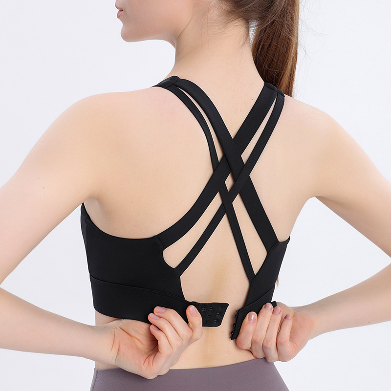 Amazon Yoga Running Sports Underwear Women's High Strength Shockproof Stereotyped Buckle Bra Fitness Vest