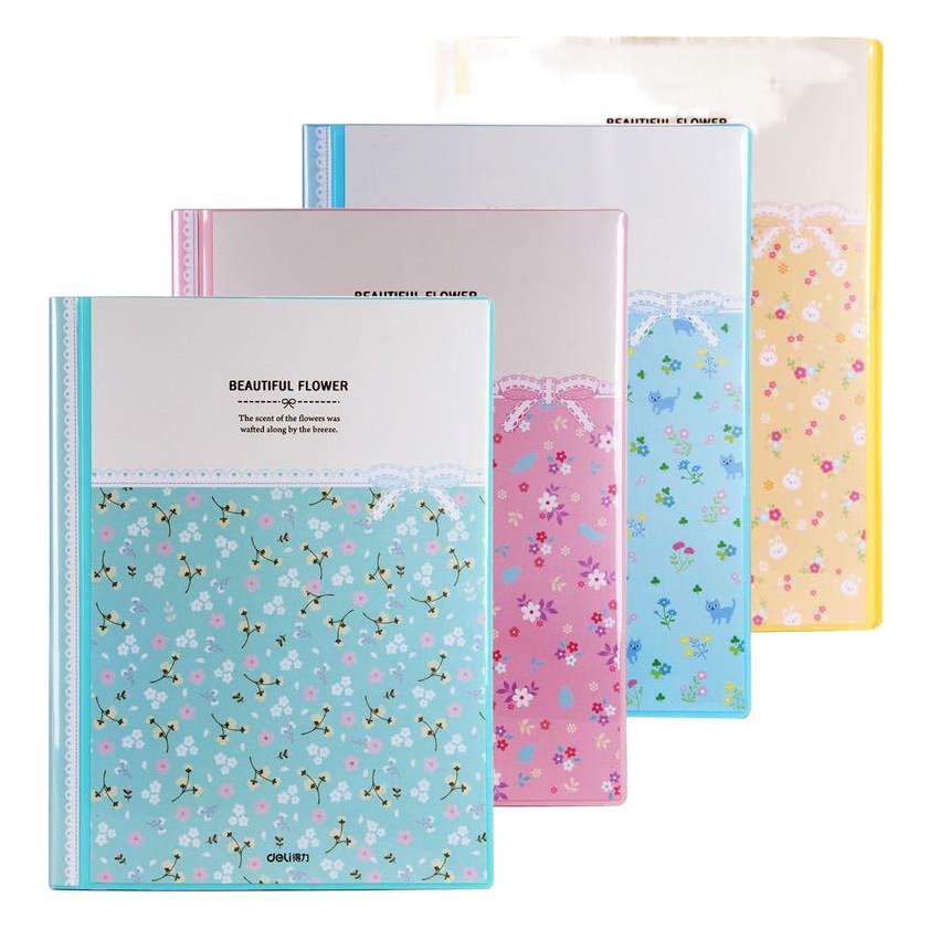 Deli A4 carpeta 30 páginas 40 páginas 60 páginas 80 páginas Data Book Carpeta de papel de inserción Linda pequeña carpeta organizadora fresca
