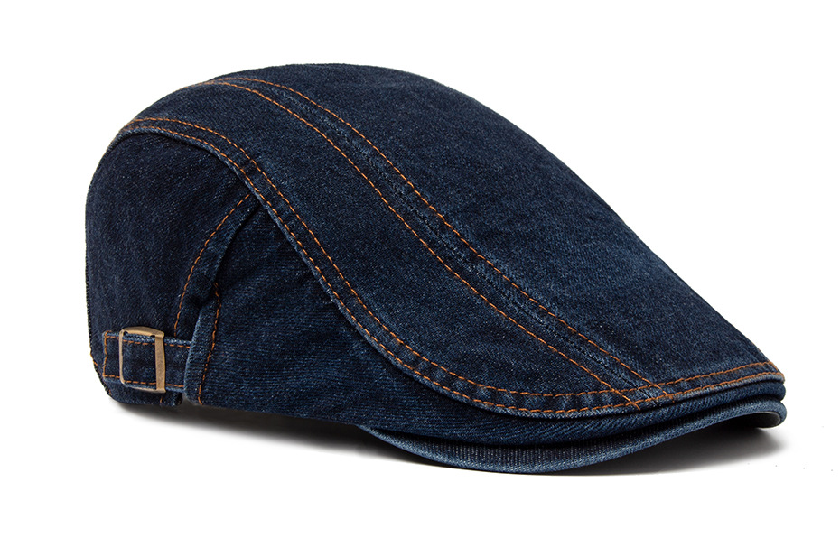 Berretto in denim lavato da uomo primaverile e autunnale, cappello a becco d'anatra in puro cotone con protezione solare, cappello femminile in stile britannico_voghion.com