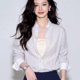 法式设计感条纹衬衫女2026新款薄款通勤长袖衬衣高知小资上衣
