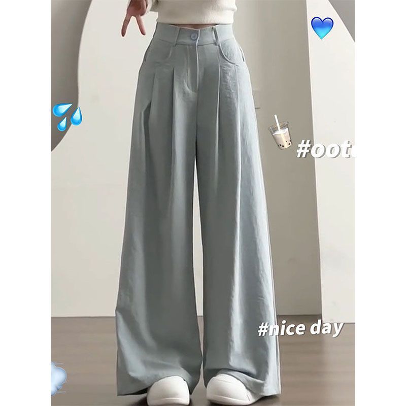 奶芙山本西装裤女2025新款宽松垂感显瘦百搭休闲高腰直筒阔腿长裤|undefined