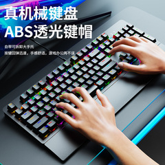 SOREX メカニカルキーボード AK104 青軸 ゲーミングキーボード 有線 オフィス RGB バックライト メカニカルキーボード