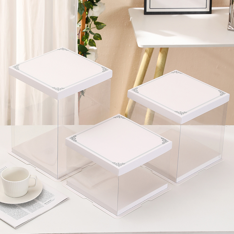 Caja de pastel de cumpleaños caja de embalaje transparente 4 6 8 10 12 pulgadas doble altura red caja de embalaje transparente