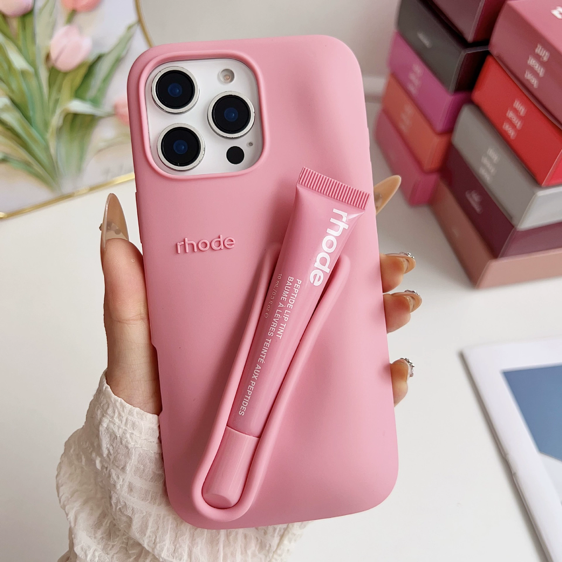 Чехол для телефона (Rhode) с Lip-Gloss силиконовый чехол, нескользящий, совместим с iPhone 11–17/Plus/Pro/Max